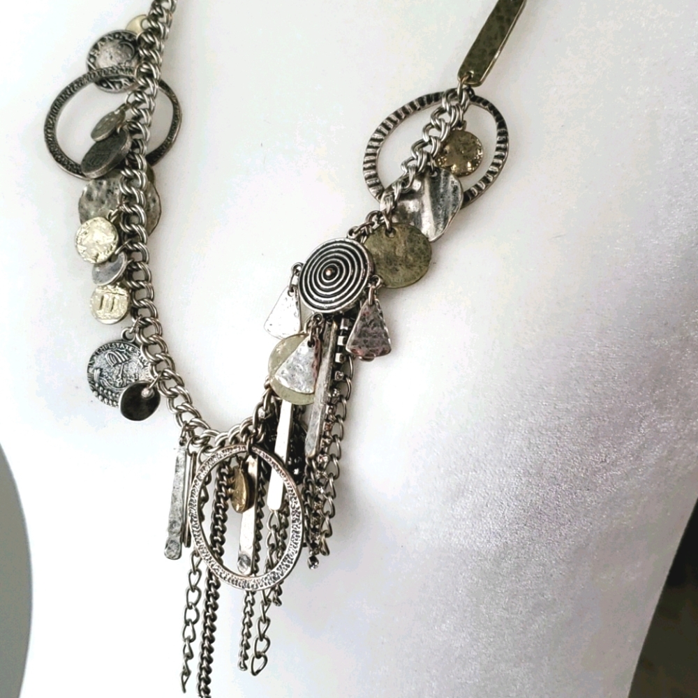Chico's Silver Multi-Charm Necklace